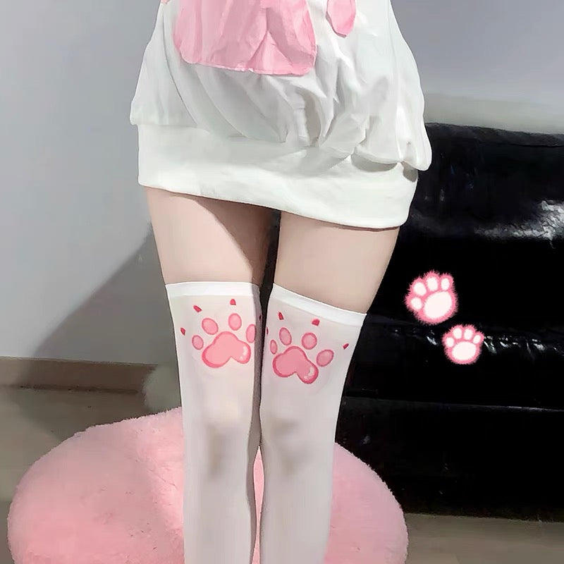 Kawaii Cat Paw Thigh Highs Stocking