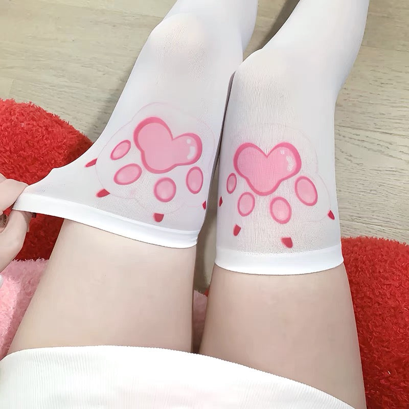 Kawaii Cat Paw Thigh Highs Stocking