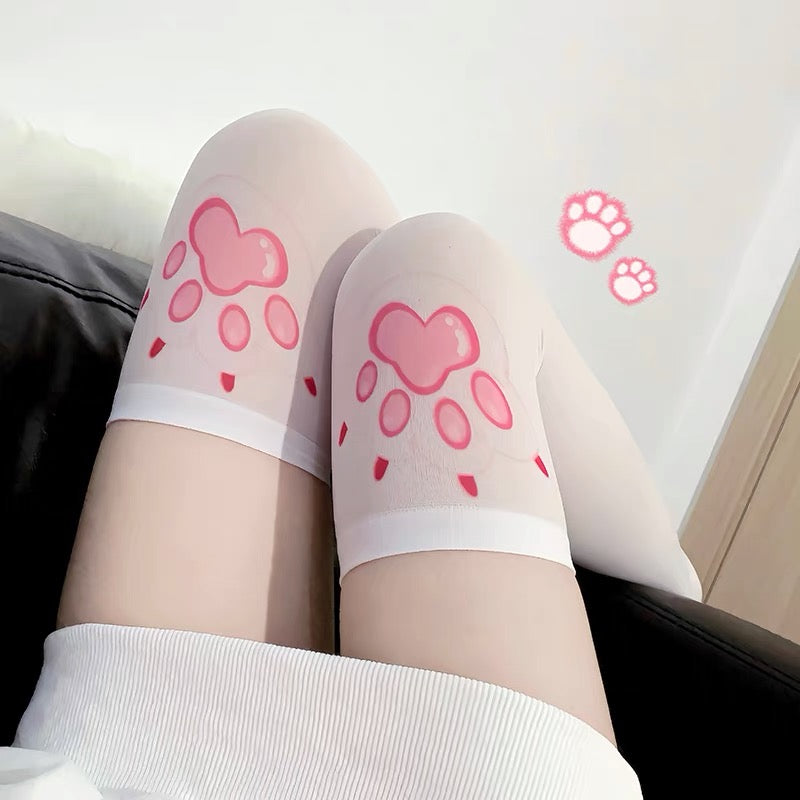 Kawaii Cat Paw Thigh Highs Stocking