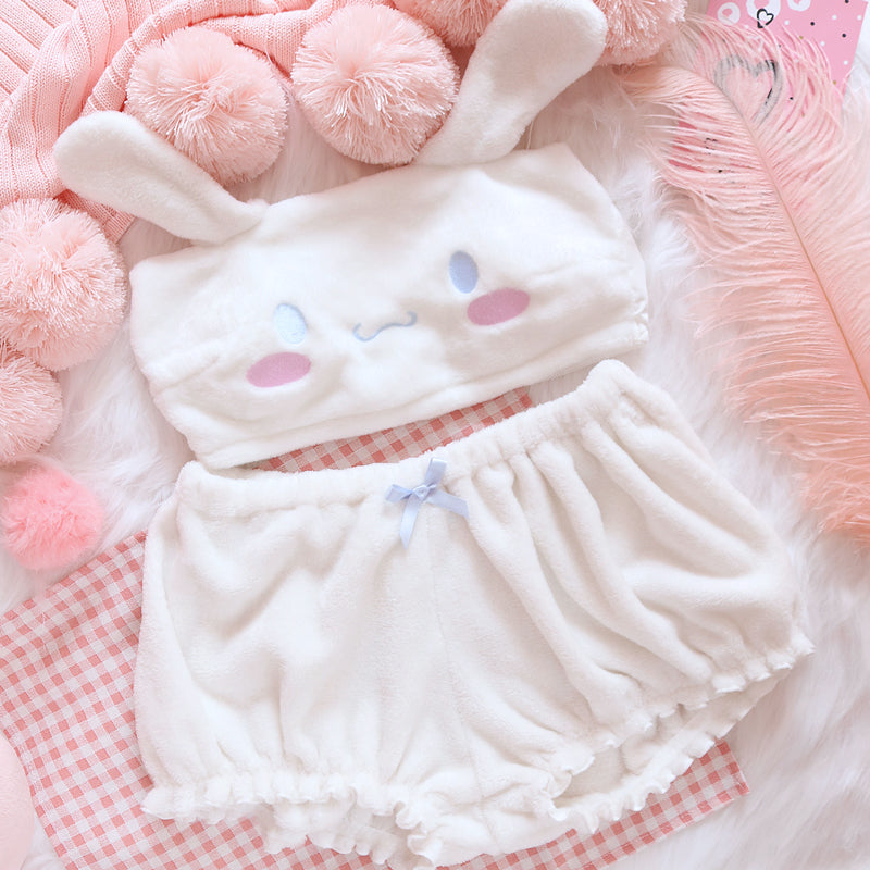 Soft Fuzzy Bunny Plush Kawaii Lingerie Set kawaii Lingerie Sets